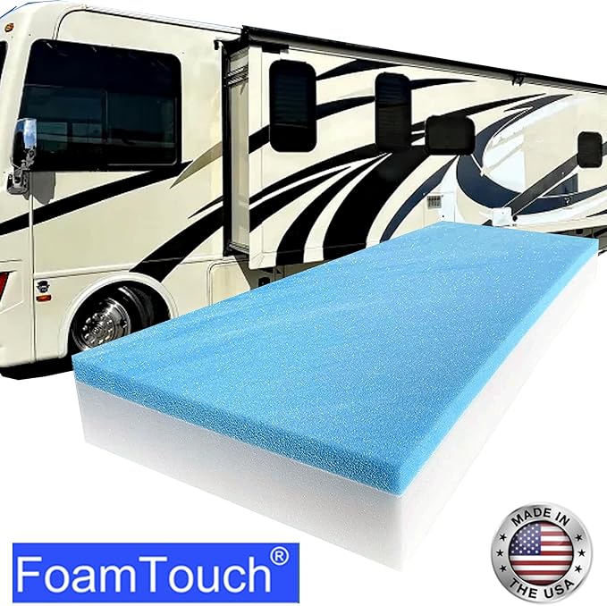 FoamTouch 4" Height x 48" Width x 72" Length Camper/RV bunk Mattress with Gel Memory Foam -No Cover