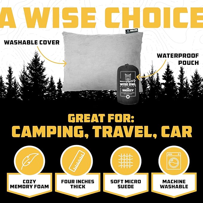 Wise Owl Outfitters Camping Pillow - Camping Essentials and Travel Pillow for Airplanes, Camping