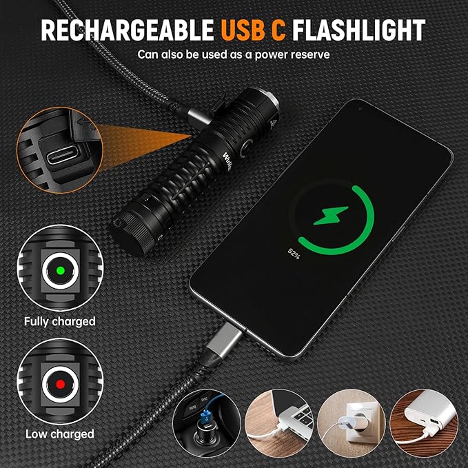 Wurkkos TS22 Flashlight High Lumen Rechargeable - 4500 Lumens Super Bright 70.3 HI LED Flashlight