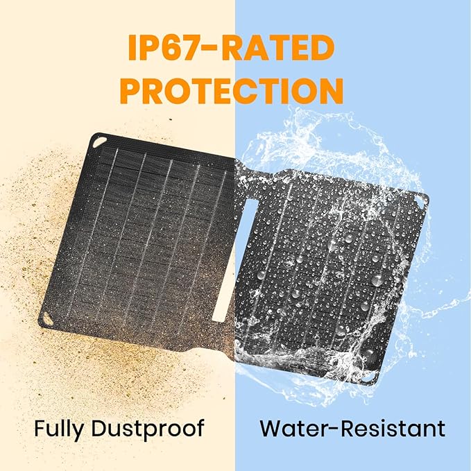 10W Solar Panels Portable (5V 2A Max),Foldable Solar Charger with USB-A Port for Cell