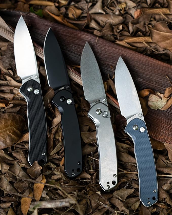 CJRB Folding Knife Pyrite (J1925) AR-RPM9 Balde and Stainless Steel Handle Button Lock EDC Pocket