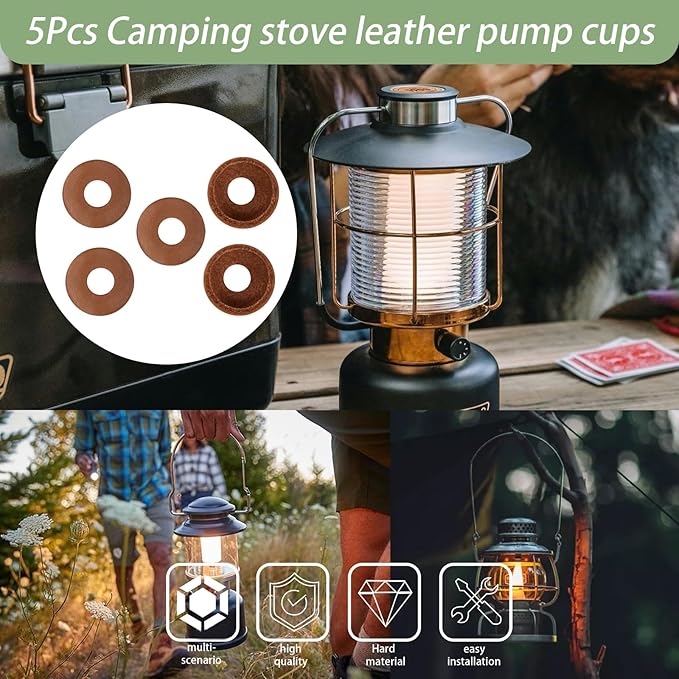 216-5091 Leather Pump Cups(5PCS) Compatible with Coleman lanterns and stoves (Fits for models 220