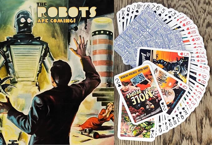 SCI FI Playing Cards (Poker Deck 54 Cards All Different) Vintage Sci Fi Trash Movie Poster Aliens