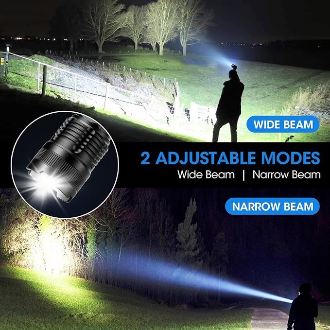 Flashlights Rechargeable LED High Lumens - 4 Pack 90,000LM Super Bright Flashlight, Adjustable