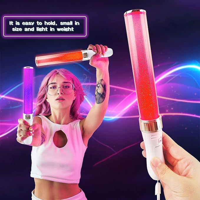 5 Pack LED Light Sticks 15 Colors Change Glow in the Dark Wands Multicolor Light Up Sticks Flashing
