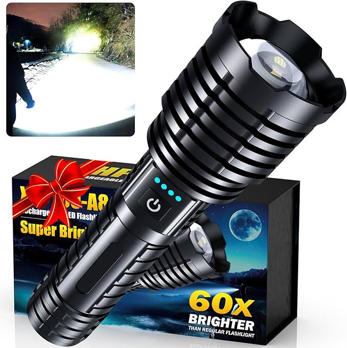 Super Bright Rechargeable LED Flashlights 5000.000 High Lumens, Flashlights High Lumens Up to 25H