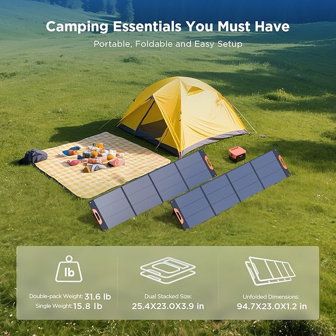 440 Watt N-Type 16BB Portable Solar Panel, RV Essentials,2PCS 220W 19.8V Foldable Solar Charger for