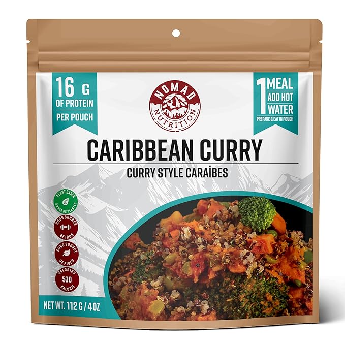 Nomad Nutrition Caribbean Curry | Instant Freeze Dried Backpacking & Camping Food | Plant-Based