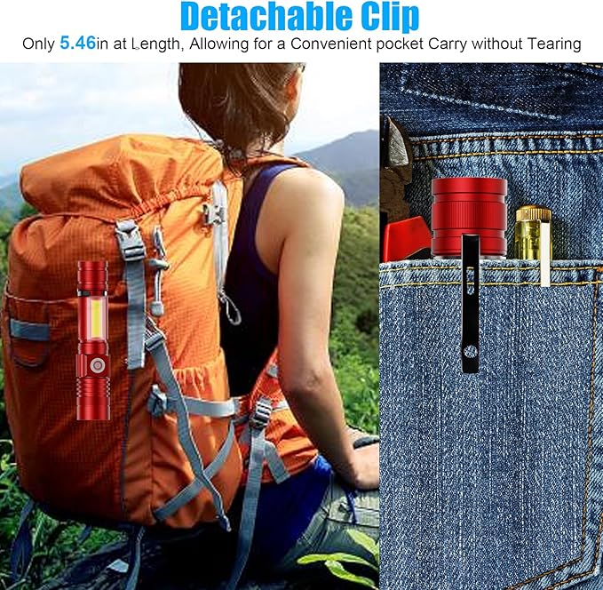 Hoxida Flashlight USB Rechargeable, Magnetic LED Flashlight, Super Bright LED Tactical Flashlight