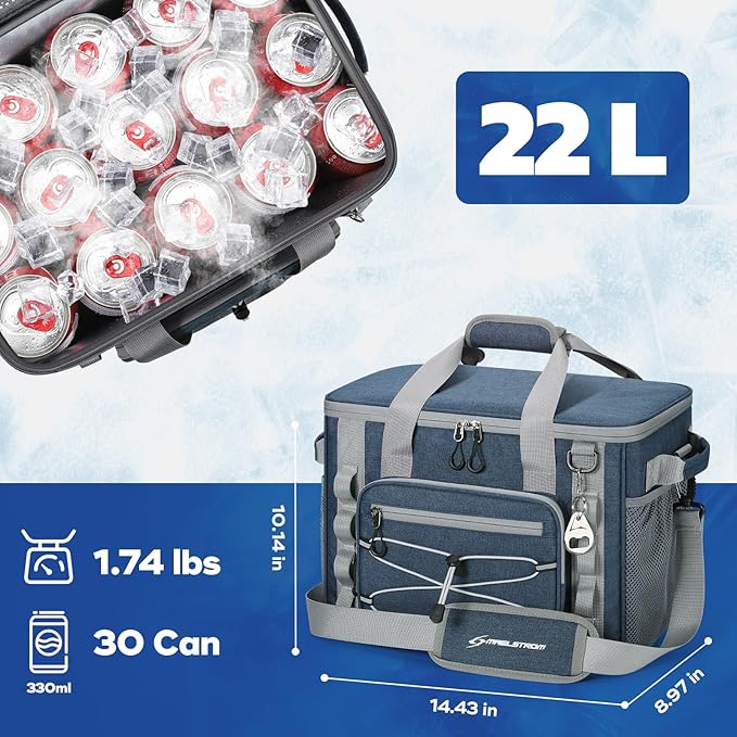 Maelstrom Soft Sided Cooler Bag, 30/40 Can Collapsible Insulated Ice Chest, Large Leakproof Camping