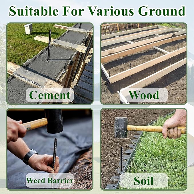 Rebar Stakes 16 Inch 20 Pack Heavy Duty Ground Anchors with Chisel Point End Long Straight Steel