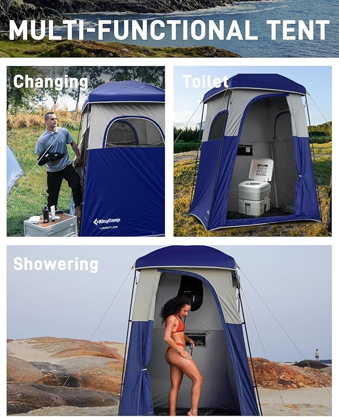 KingCamp Shower Tent, Portable Privacy Tent Outdoor Camping 1/2 Room Toilet Tents with Shower Bag &