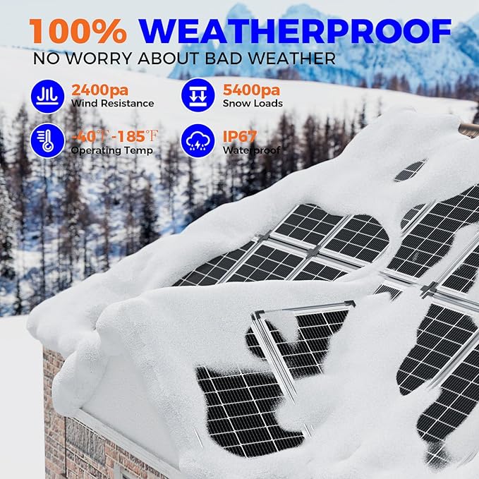 200W 12V Solar Panels, High Efficiency 9BB Cell Monocrystalline Solar Panel IP67 Waterproof