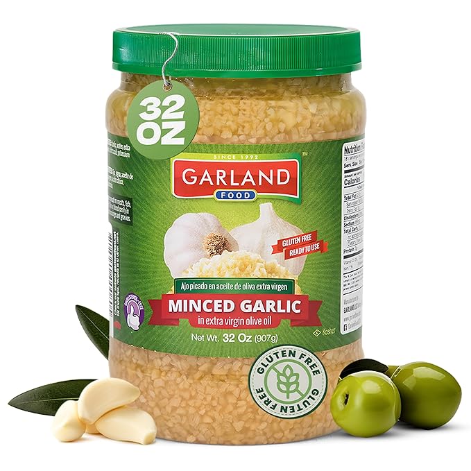 Garland Food Minced Garlic in Jar in Olive Oil 32 oz ??Made in the USA ??Minced Garlic in Olive Oil