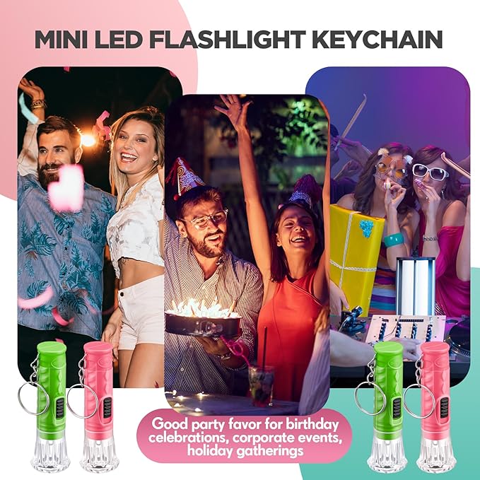 Jexine 150 Pcs Mini Flashlight Keychain, Assorted Colors Portable LED Flashlight, Handheld Plastic