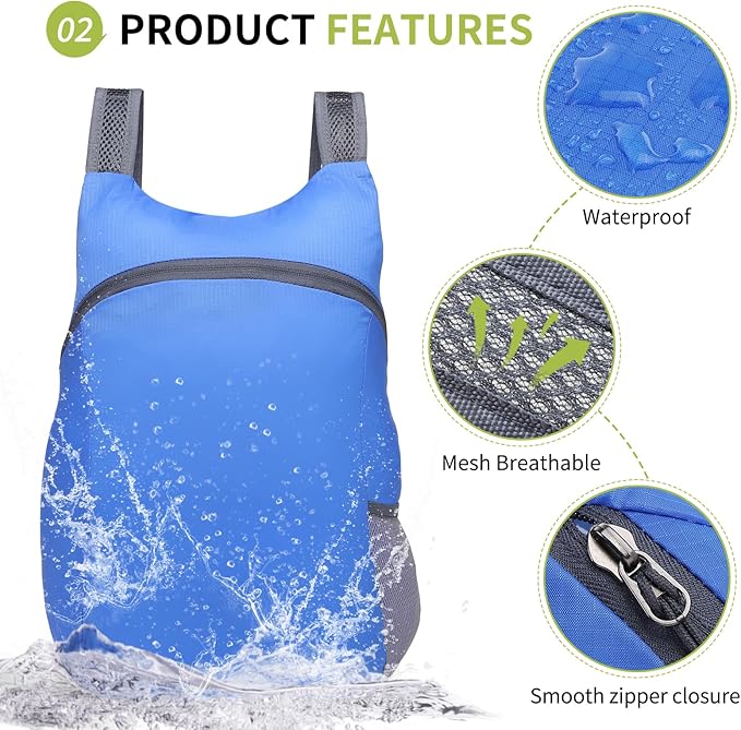 20L Ultra Hiking-Daypack Lightweight Foldable Travel Packable Backpack for Camping Cycling