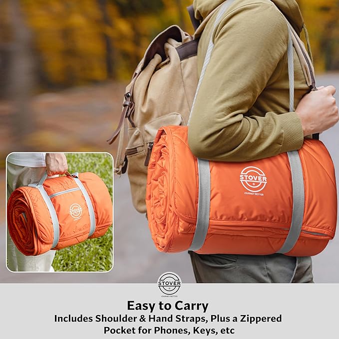 STOVER Waterproof Stadium Blanket – Portable Outdoor Camping Blanket for Travel, Picnics, or Sports