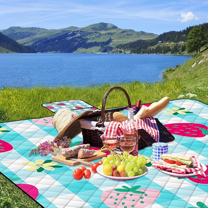 Extra Large Picnic Blanket Waterproof,80"x 80"Foldable Machine Washable Beach Blankets,Outdoor