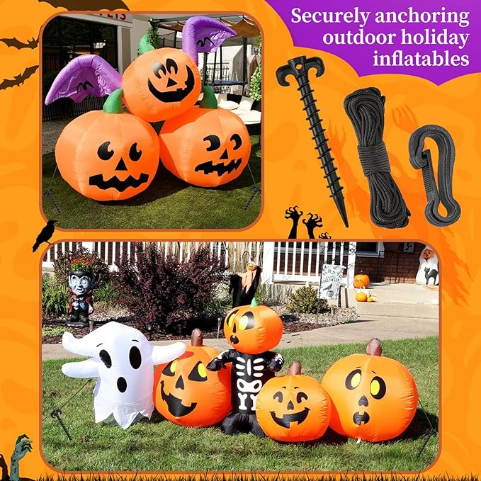 AUGSUN 27 Pieces Plastic Inflatable Stakes Set, Include Tent Stakes, Tethers Ropes and Hooks Heavy