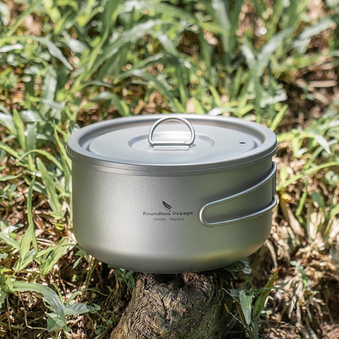 Boundless Voyage Titanium Pot Multifunctional Cooker Ultralight Camping Pot with Handle & Lid
