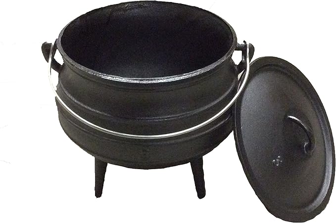 Cuisiland 8.5QT Cast Iron Potjie Cauldron Pot with Lid & 3 Legs – Pre-Seasoned South African-Style