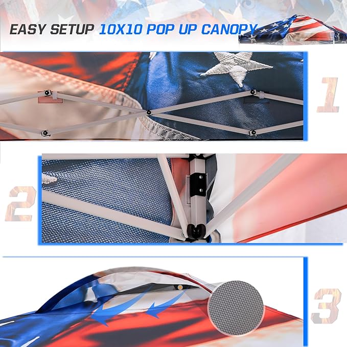 EAGLE PEAK Pop Up Canopy Tent with Wheeled Carry Bag, 8 Stakes, 4 Ropes, 4 Weight Bags, Easy Set Up