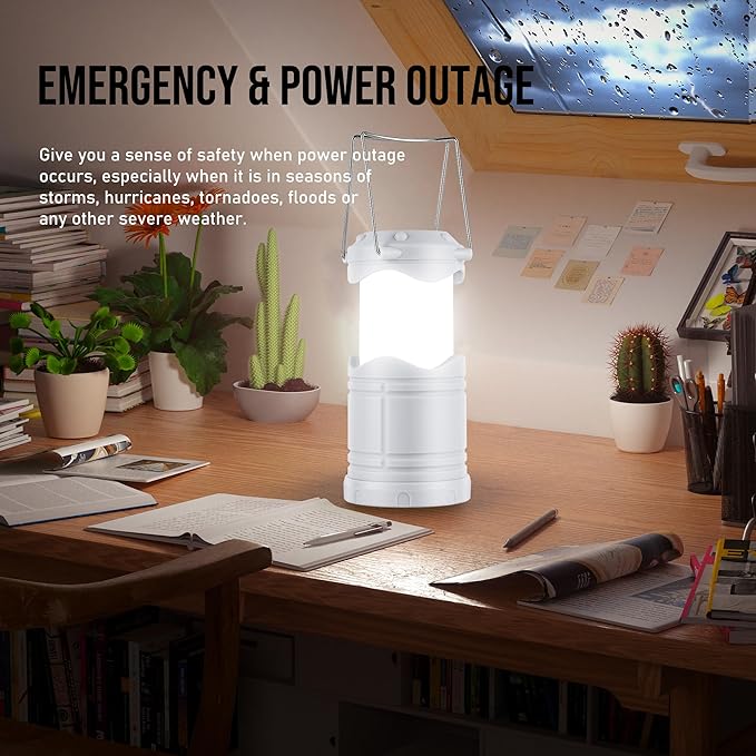 Lichamp LED Camping Lantern, 4 Pack Battery Powered Flashlight for Power Outages, Portable