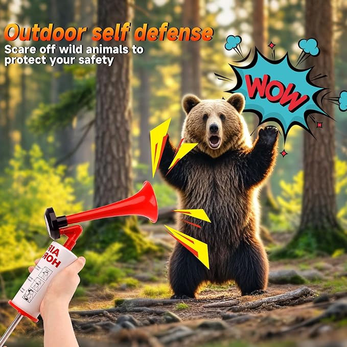 Bear Horn Self Defense, Super Loud HandHeld air Horn for Boats Events Camping Reusable, Sports Pump