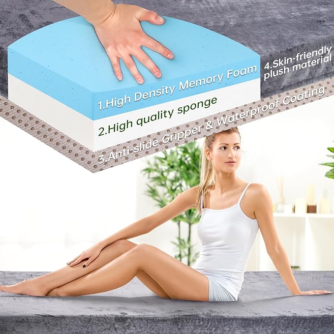 Memory Foam Camping Mattress pad,3 Inch Thick Floor Sleeping Mat Pad for Adults with Waterproof and