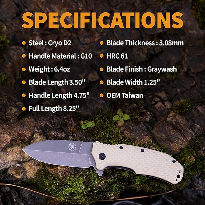 Off-Grid Knives - Rapid Fire Stinger, Assisted Spear Point Blade, Hard Use Build, Tactical, Camping