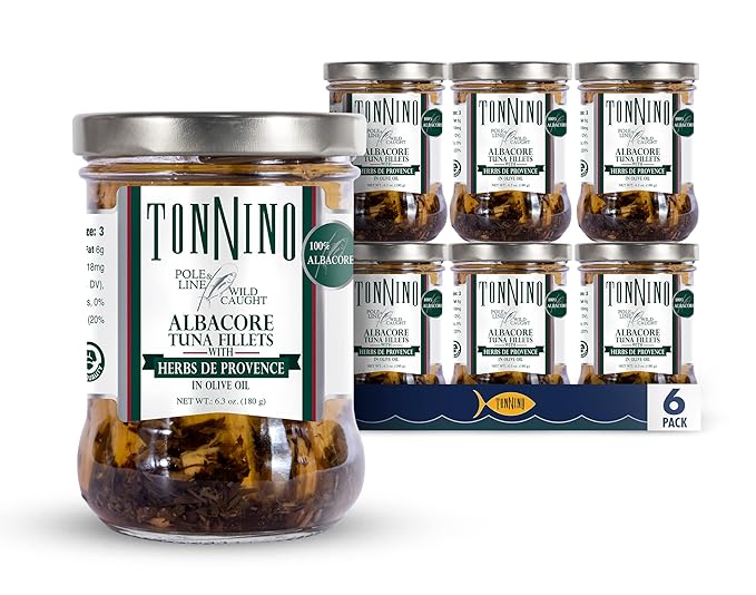 Tonnino Tuna Fish Albacore - Olive Oil with Herbs de Provence ??Pack of 6 ??Alternative to Salmon