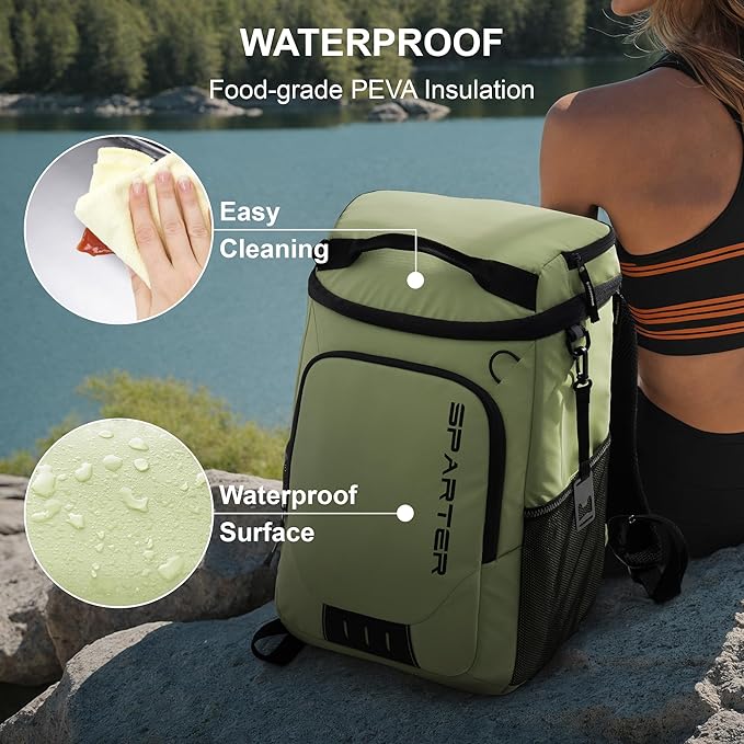 SPARTER Backpack Cooler Insulated Leak Proof 33/49 Cans, 2 Insulated Compartments Thermal Bag