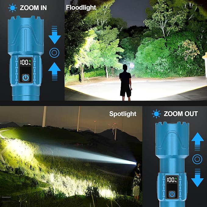 Rechargeable Flashlights High Lumens - Super Bright LED Tactical Flash Light, Powerful Waterproof