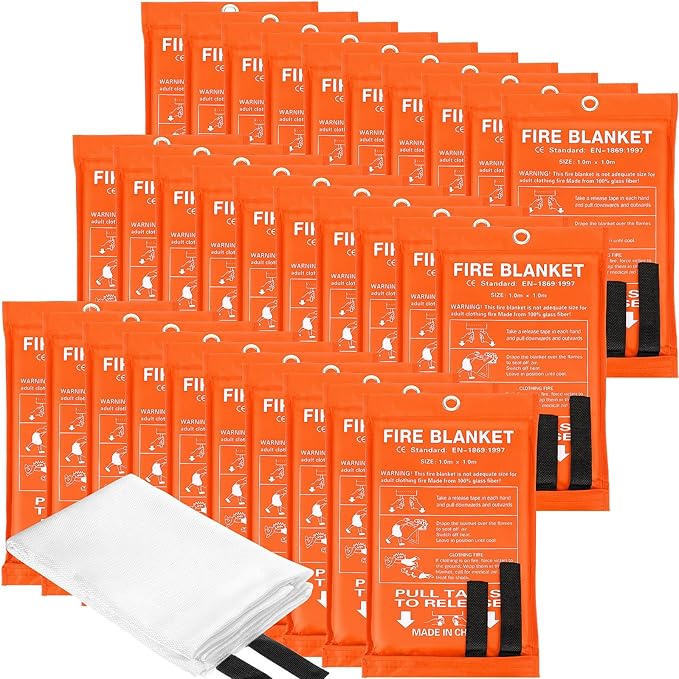 Macarrie 30 Pack 39??x 39??Fire Blanket Emergency for Home and Kitchen Safety Suppression Blanket