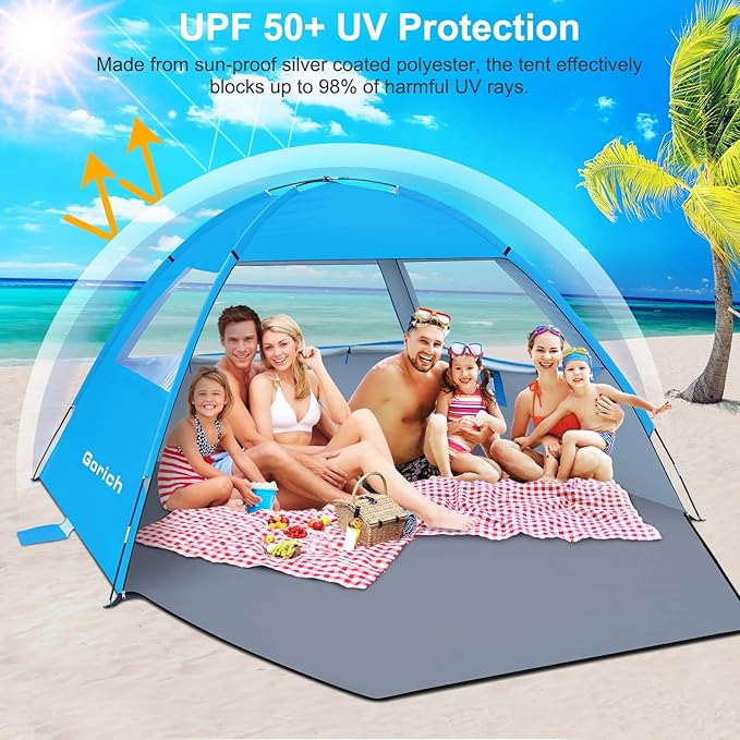 Gorich Beach Tent Sun Shelter for 3/4-5/6-7/8-10 Person with UPF 50ï¼?UV Protection, Lightweight &