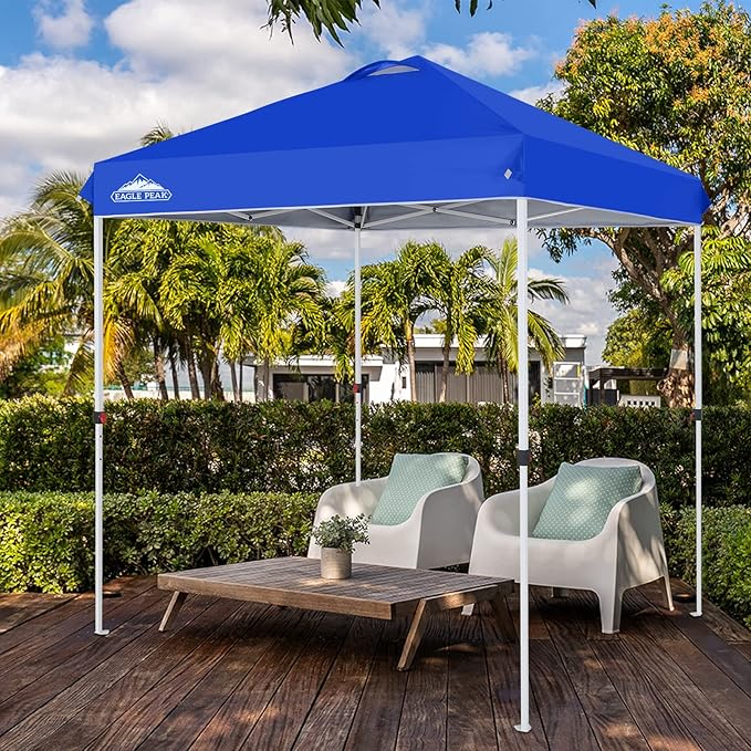 EAGLE PEAK Pop Up Canopy Tent with Wheeled Carry Bag, 8 Stakes, 4 Ropes, Easy Set Up Tent Canopy
