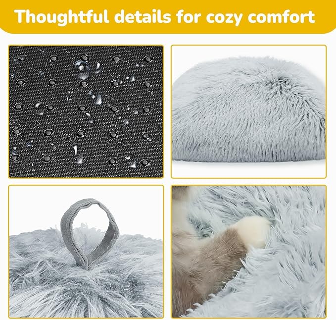 CATISM Cat Bed, Cat Cave for Indoor Cats, Soft Cat Dome, Self-Warming 2 in 1 Foldable Pet Cat House