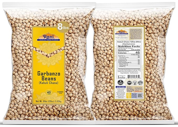 Rani Garbanzo Beans (Kabuli Chana) 128oz (8lbs) 3.63kg Bulk ~ All Natural | Vegan | Gluten Friendly