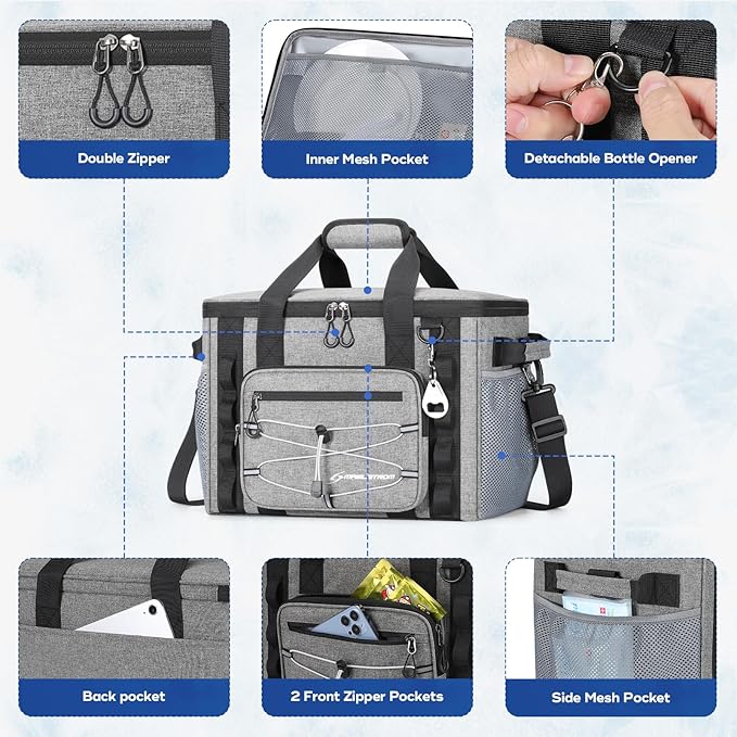 Maelstrom Soft Sided Cooler Bag, 30/40 Can Collapsible Insulated Ice Chest, Large Leakproof Camping