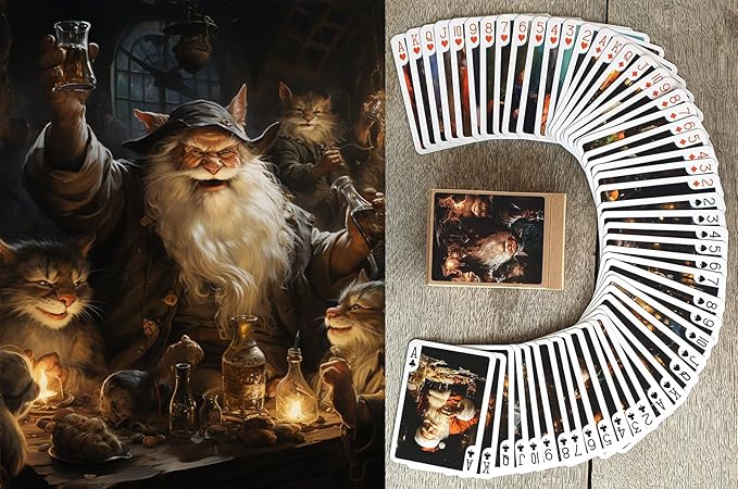 MAD Christmas Party Playing Cards (Poker Deck 54 Cards All Different) Santa and Reptiloid and Cats