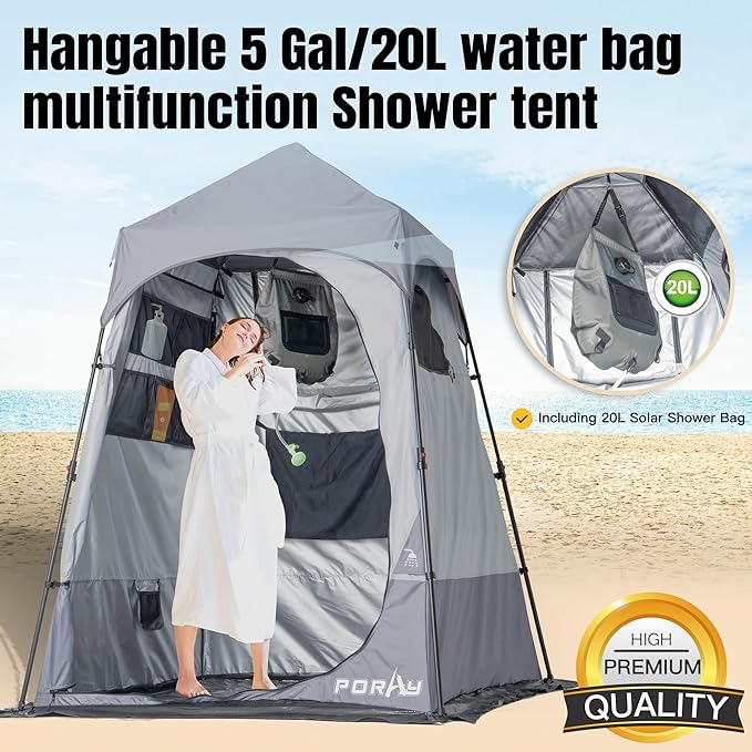 Camping Shower Tent Deluxe Changing Room Easy Set Up Privacy Shelter,Large Toilet Tent with Floor