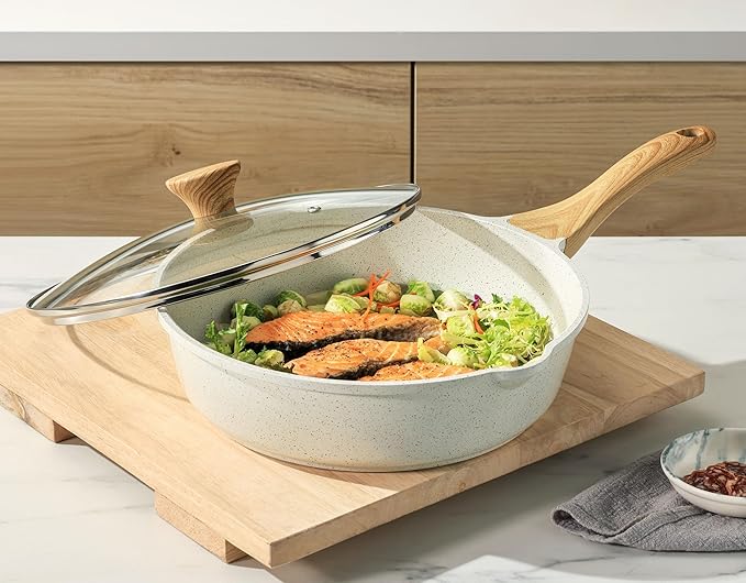SENSARTE Nonstick Ceramic Saute Pan 10 Inch/3.5QT, Non-toxic Deep Frying Pan Skillet with Lid