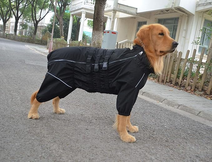 Dogs Waterproof Jacket, Lightweight Waterproof Jacket Reflective Safety Dog Raincoat Windproof