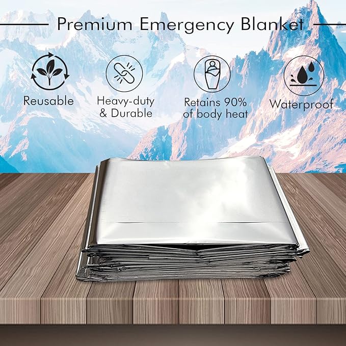 NOVAMEDIC Emergency Foil Mylar Thermal Blankets - Pack of 200, 84"x52", Individually Wrapped