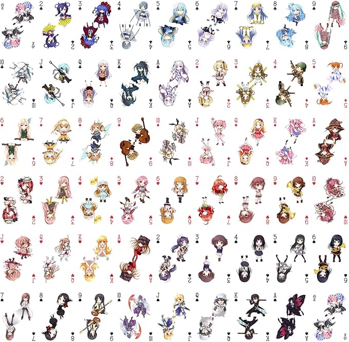 Anime Playing Cards # Poker Deck 54 Cards All Different # KUENO Chibi Japan Manga Anime Characters