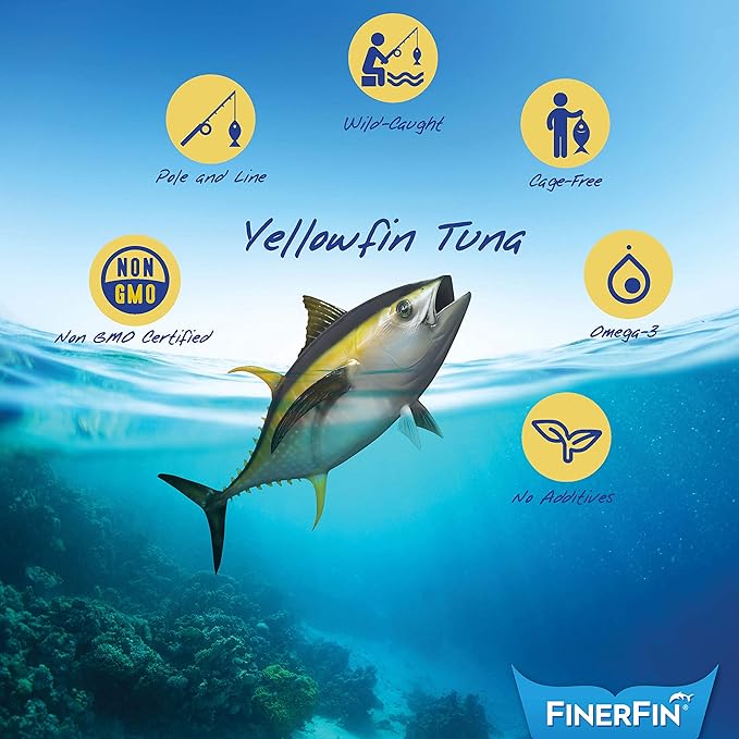 FinerFin Yellowfin Tuna Salad in Organic Olive Oil | Taster's Variety Pack | Premium Canned Tuna