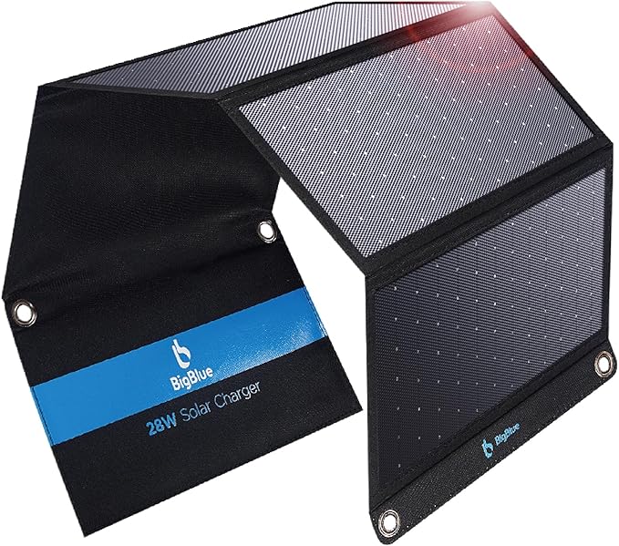 [Upgraded] BigBlue 3 USB Ports 28W Solar Charger(5V/4.8A Max), Portable Foldable Solar Panel for