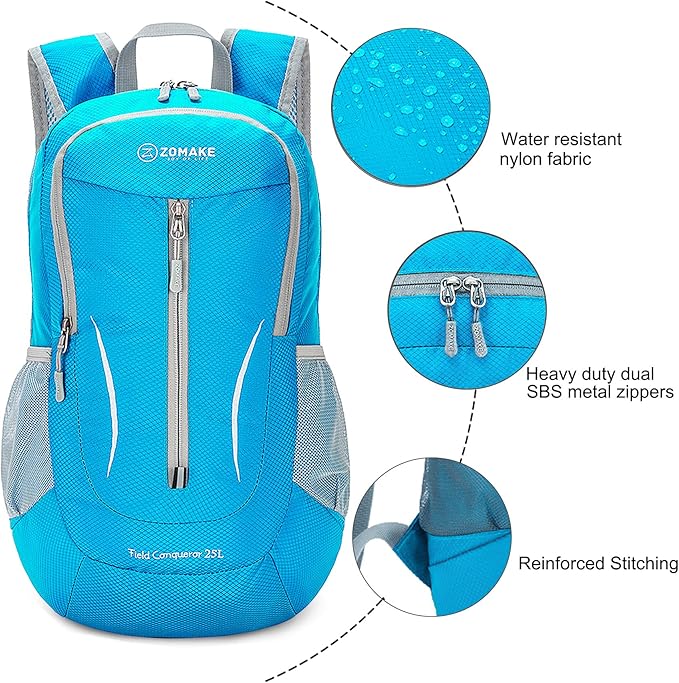ZOMAKE Ultra Lightweight Packable Backpack 25L, Foldable Hiking Backpacks Water Resistant Small