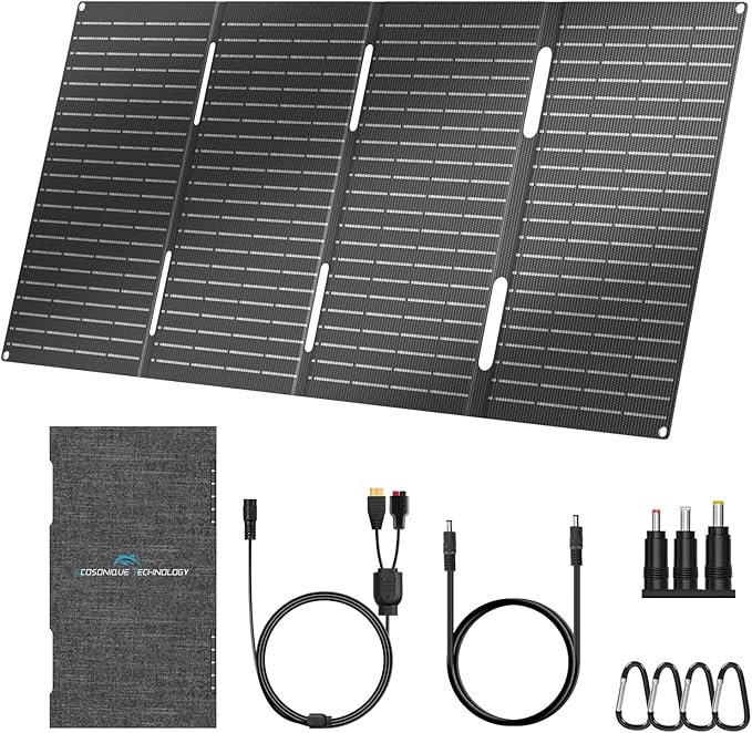 Ecosonique 60W Portable Foldable Solar Panels Charger Fast Charging with USB-C PD3.0 USB-A QC3.0 DC