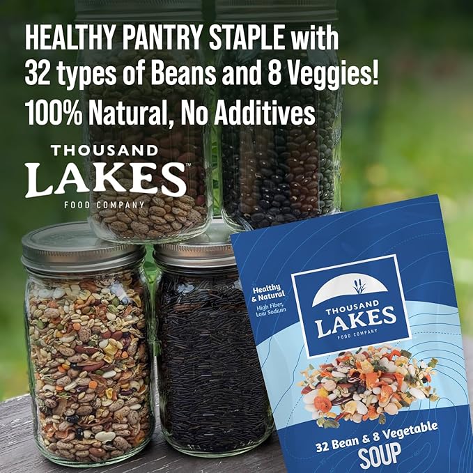 Thousand Lakes 32 Bean and 8 Vegetable Dry Soup Mix - Bulk - 5 pounds | Low Sodium | No Fat | High
